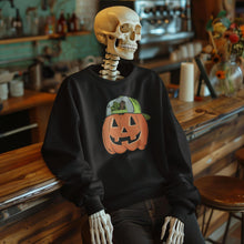 Load image into Gallery viewer, Pumpkin Snapback Sweatshirt | Halloween | Baby Infant Toddler Kids Adult | Holiday Gift | Fall Sweater Romper