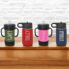 Load image into Gallery viewer, Personalized Water Bottle | Custom Infant Toddler Baby Kids Sippy Cup | Stainless Steel | Multiple Fonts and Sizes | Laser Engraved Gift