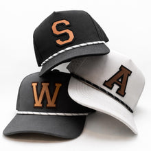 Load image into Gallery viewer, Personalized Initial Snapback Hat | Laser Perforated | Infant Child Baby Toddler Kids Adult Youth Snapback | Custom Twill Rope Cap