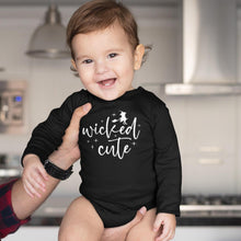 Load image into Gallery viewer, Wicked Cute Sweatshirt | Halloween Onesie | Baby Infant Toddler Romper | Kids Outfit | Holiday Gift
