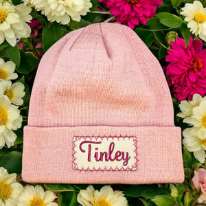 Embroidered Name Beanie for Newborn Baby Infant Toddler Kids and Adult, Personalized Name Hat